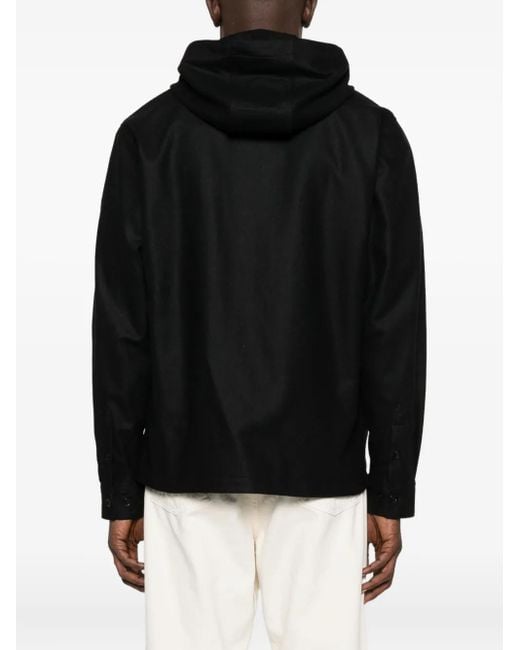 C P Company Black Flap-Pocket Hooded Jacket for men