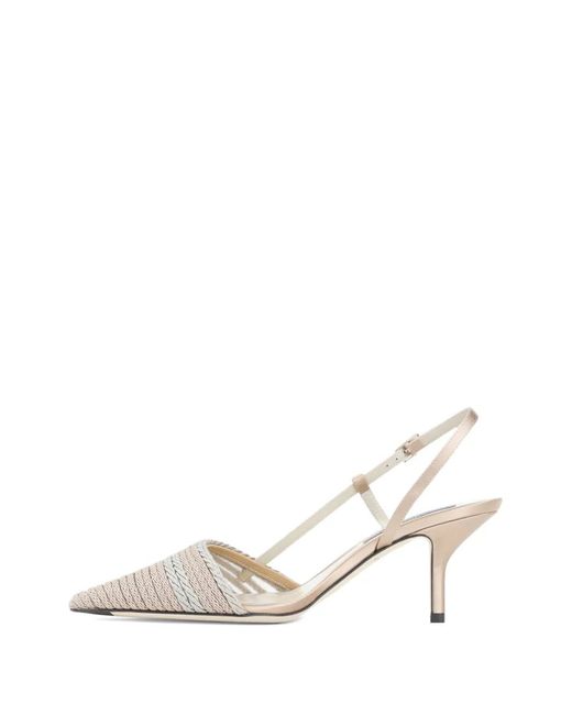 Giorgio Armani White Braided Slingback Pumps