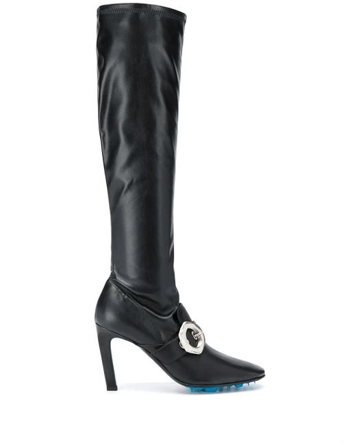 Off-White c/o Virgil Abloh Black Buckle-Detail Over-The-Knee Boots