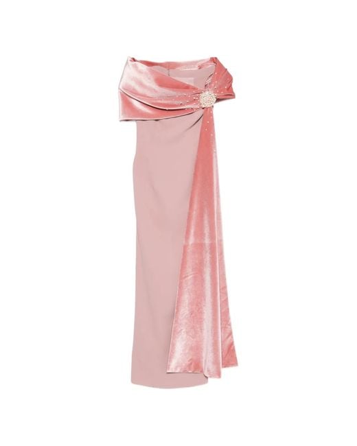 Jean Louis Sabaji Pink Embellished Draped Maxi Dress