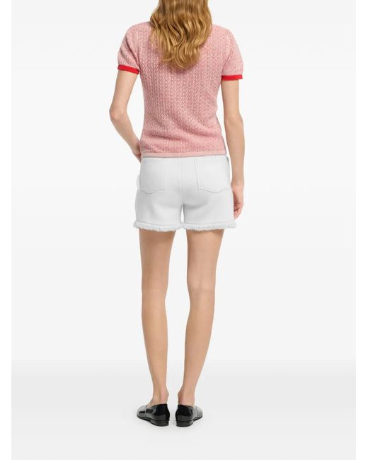 Barrie Pink Logo-Patch Cashmere Top