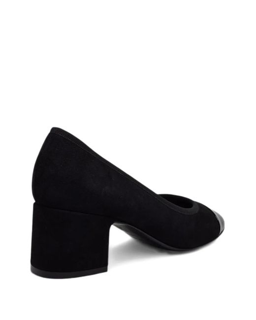 Casadei Black Cap-Toe Block-Heel Pumps