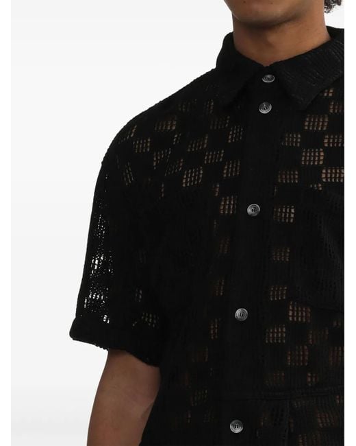 ANDERSSON BELL Black Crochet Shirt for men