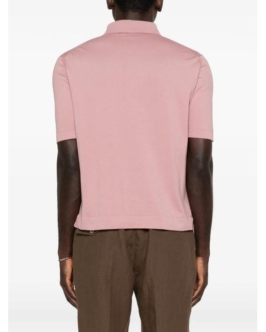 Piacenza Cashmere Pink Short-Sleeve Polo Shirt for men