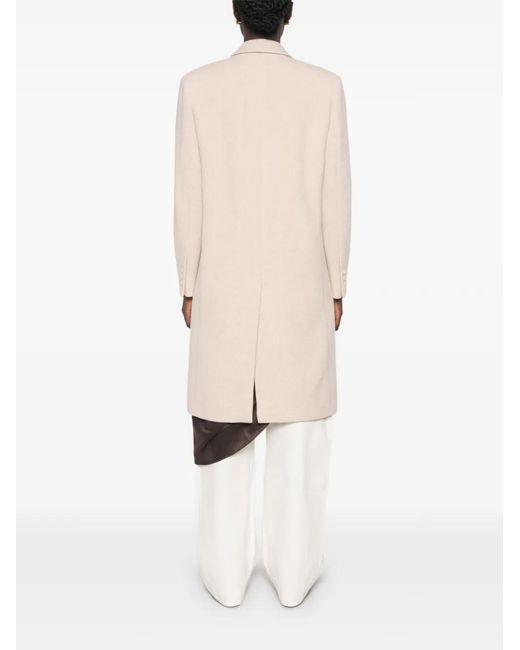 Lardini White Double-Breasted Notched-Lapel Wool Coat