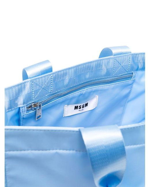MSGM Blue Logo-print Tote Bag