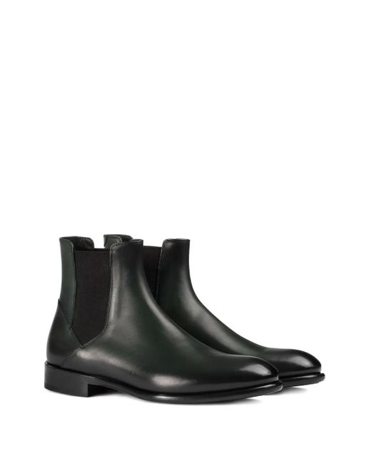 Doucal's Black Elastic-Panel Leather Boots for men