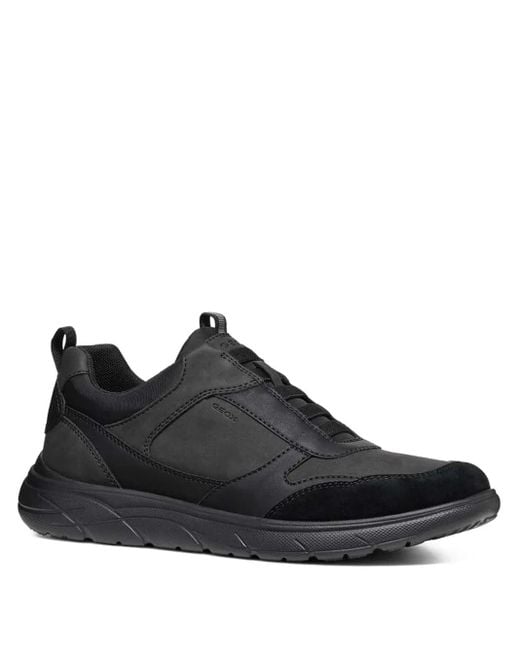 Geox Black Slip-On Panelled Trainers for men