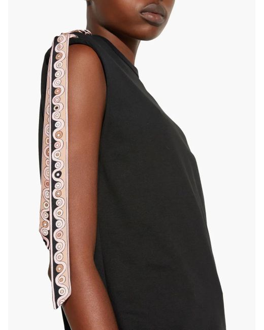 Emilio Pucci Black Short Sleeve T-Shirt With Printed Drawstring