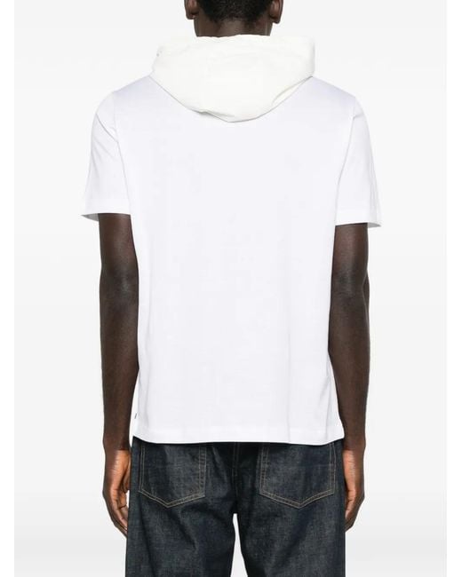 Eleventy White Hooded Pocket T-Shirt for men