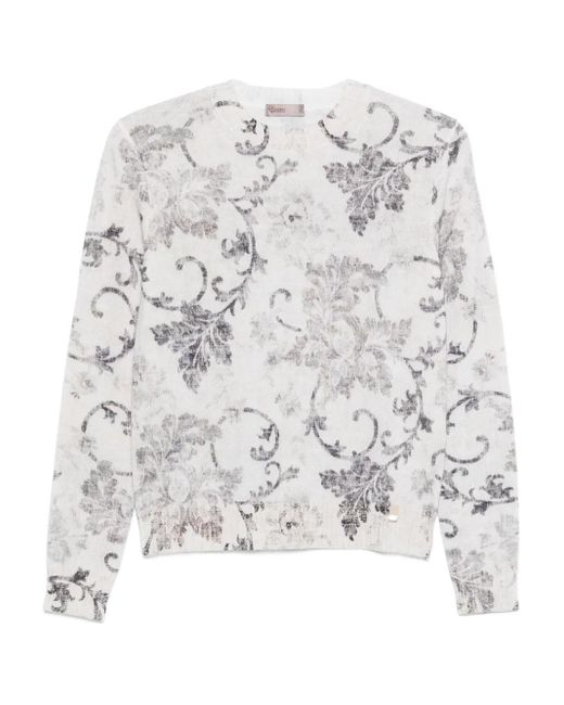 Herno Trui Met Bloemenprint En Lange Mouwen in het White
