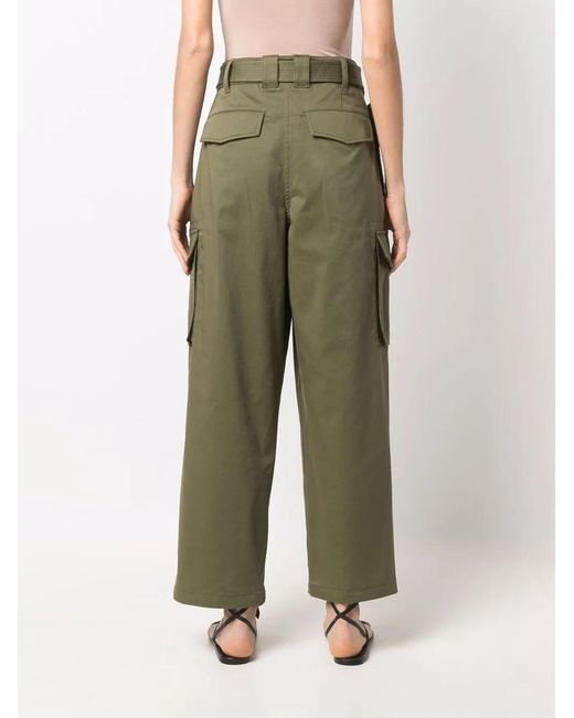 Alberta Ferretti Green Wide Leg Cargo Pants