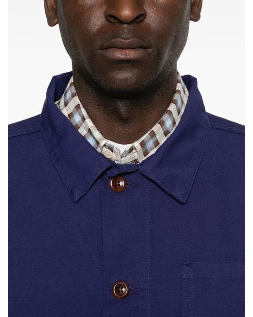 Uskees Blue Chest-Pocket Shirt Jacket for men