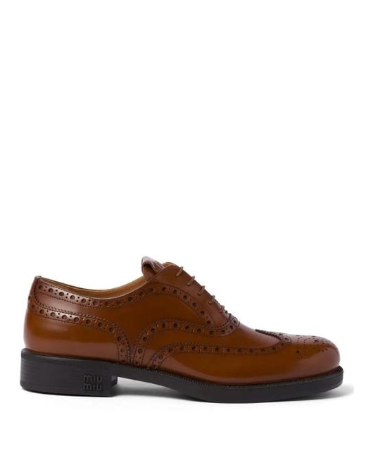 Miu Miu Brown X Church'S Leather Brogue Shoes