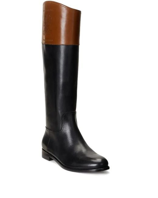 Ralph Lauren Black Zweifarbige Stiefel