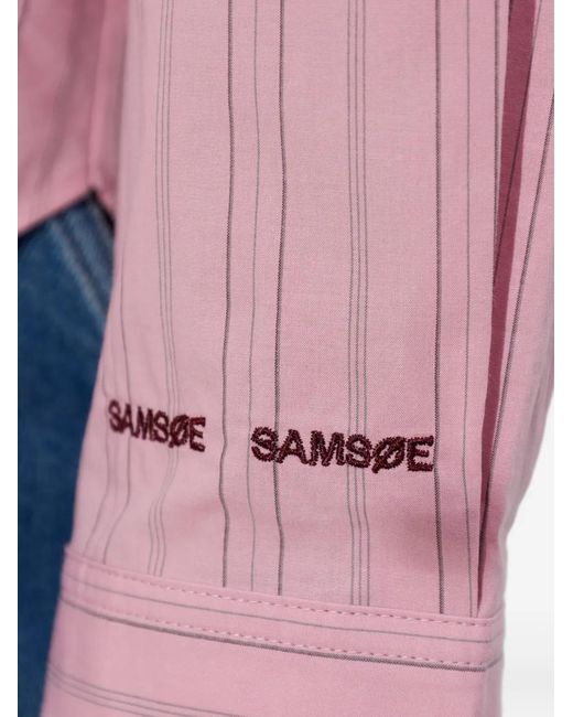 Samsøe & Samsøe Pink Salova Striped Buttoned Shirt
