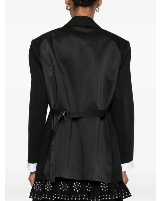 Sandro Black Satin-Back Wool Blazer