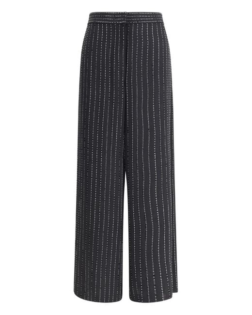 Giorgio Armani Gray Sequin-Embellished Pinstripe Trousers