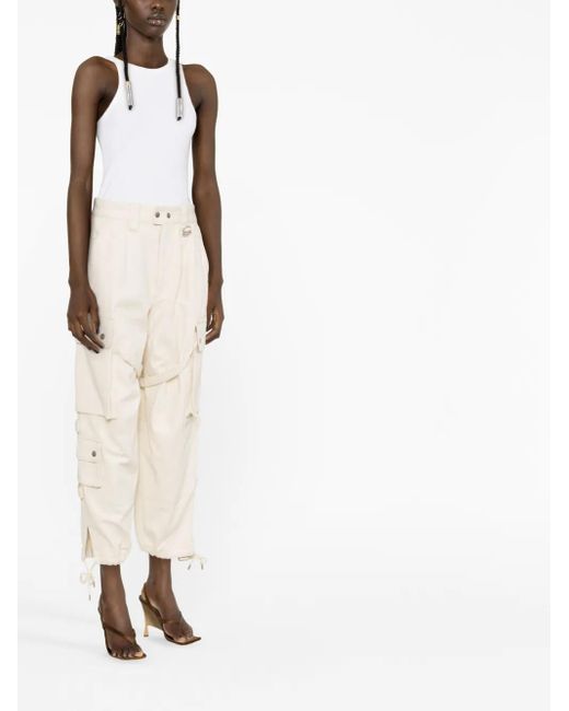 Isabel Marant Natural Elore Cropped Cargo Trousers
