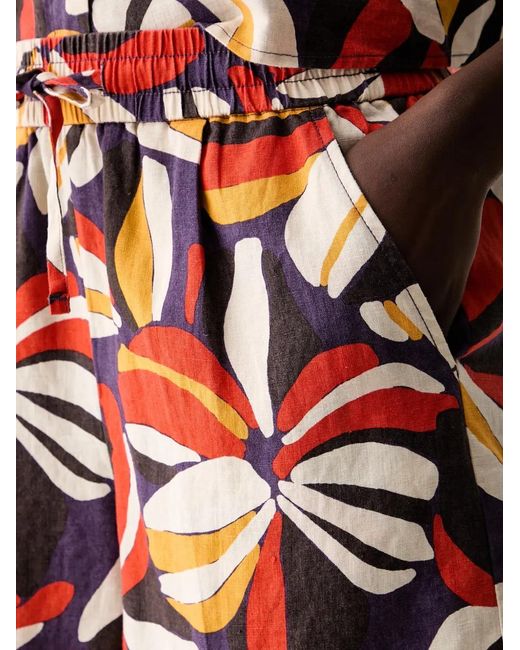 Benetton Orange Floral-Print Drawstring Mini Shorts