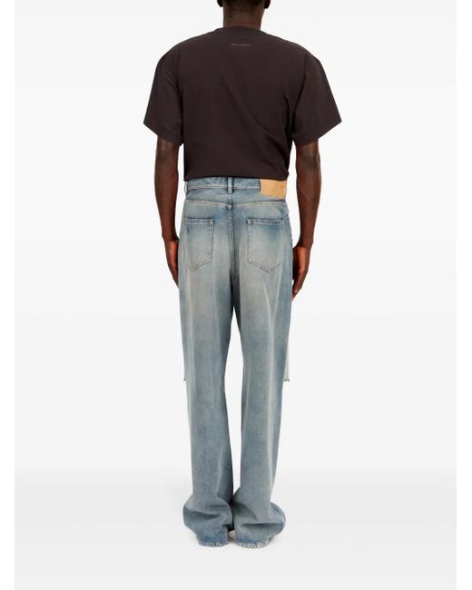 MM6 by Maison Margiela Blue Distressed Wide-Leg Jeans for men