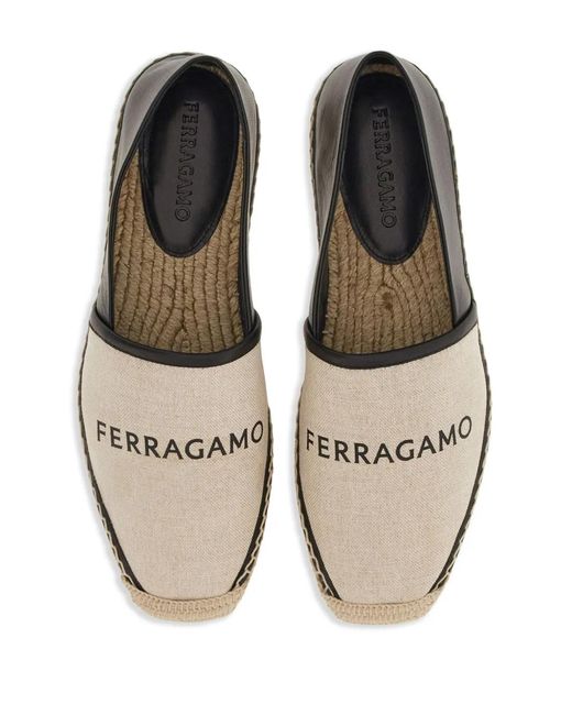 Ferragamo Black Logo-Print Flat Espadrilles