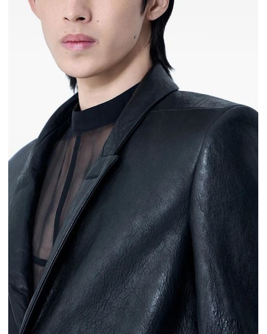 Rick Owens Blue Veste Concordian En Cuir for men