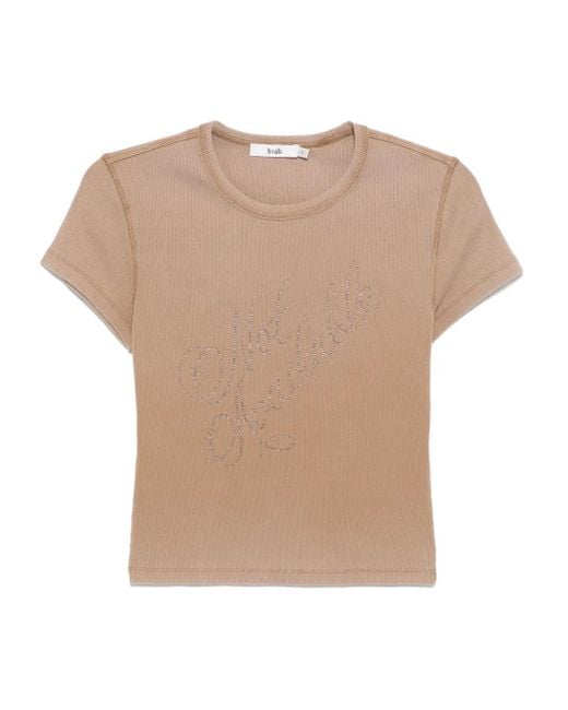 B+ AB Natural Short-Sleeved Top
