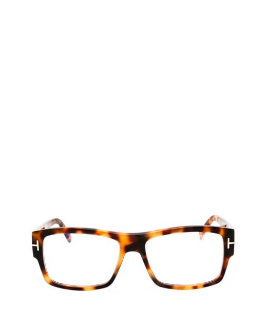 Tom Ford Brown Tortoiseshell-Effect Rectangle-Frame Glasses