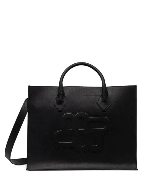 Borsa Tote Con Logo Goffrato di Munthe in Black