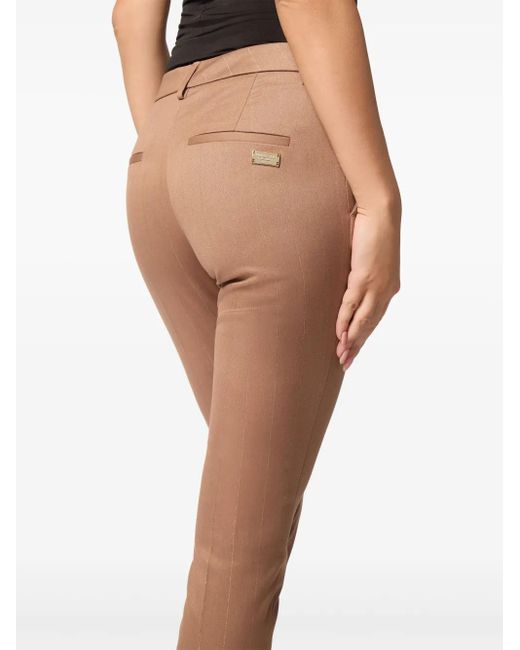 Philipp Plein Brown Pinstripe Chinos-Fit Trousers