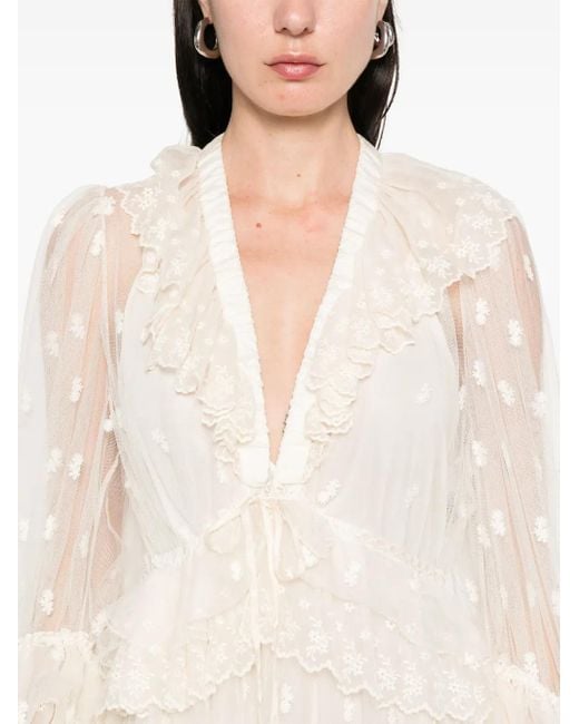 Chloé White Floral-Embroidered Maxi Dress