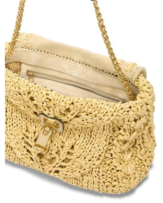 Ermanno Scervino Metallic Joy Raffia Suede Shoulder Bag
