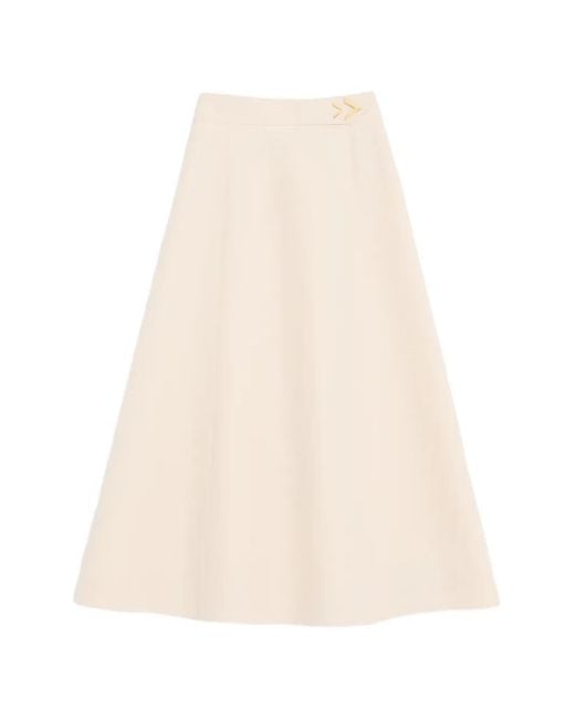 Valentino Garavani White Crepe Couture Midi-Skirt