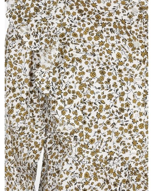 Baum und Pferdgarten Blue Ruffled Floral Print Blouse