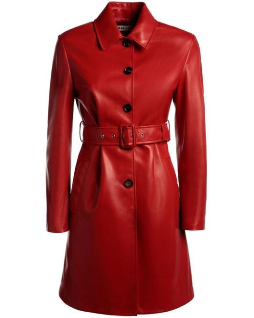 Manteau en cuir nappa Bally en coloris Red