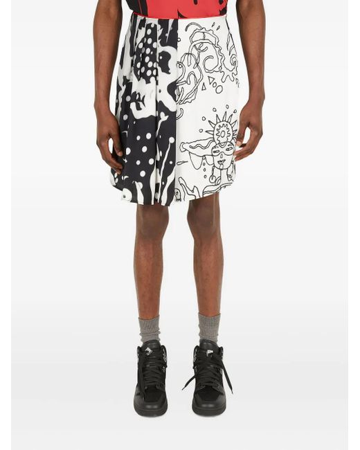 Honey Fucking Dijon Black Abstract-Print Bermuda Shorts