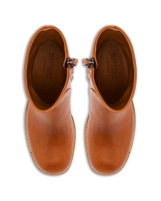 Buttero Brown Bottines Bolgheri Zippées À Talon Épais