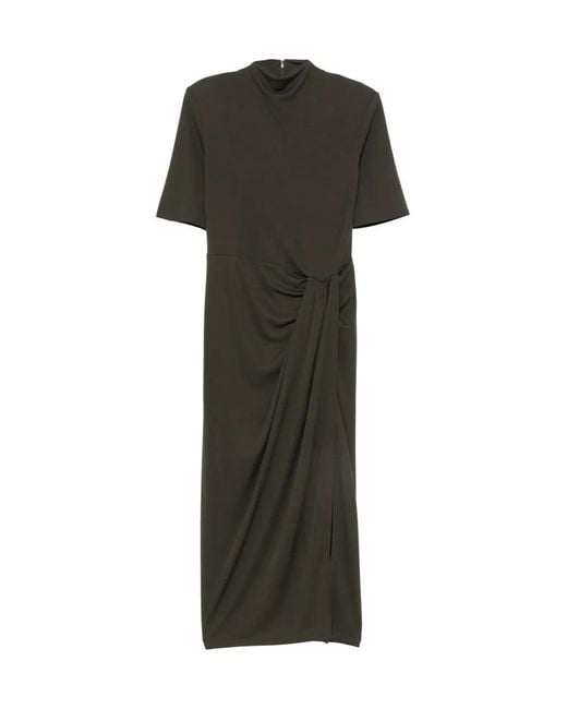 ROTATE BIRGER CHRISTENSEN Black Elegant Draped Short Sleeve Dress Size 36