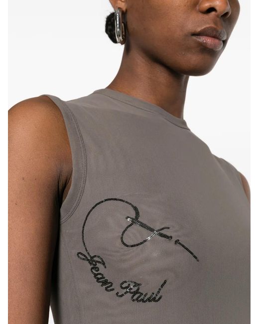 Jean Paul Gaultier Natural Gathered Sleeveless Maxi Dress