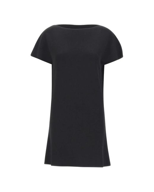 Kaos Black Mini Boat-Neck Knitted Dress