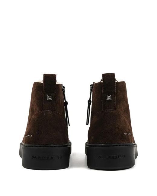 Karl Lagerfeld Brown Flint Ii Lace-Up High-Top Sneakers for men