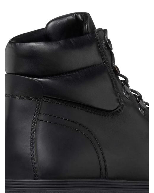 Geox Black Lace-Up Leather Boots for men