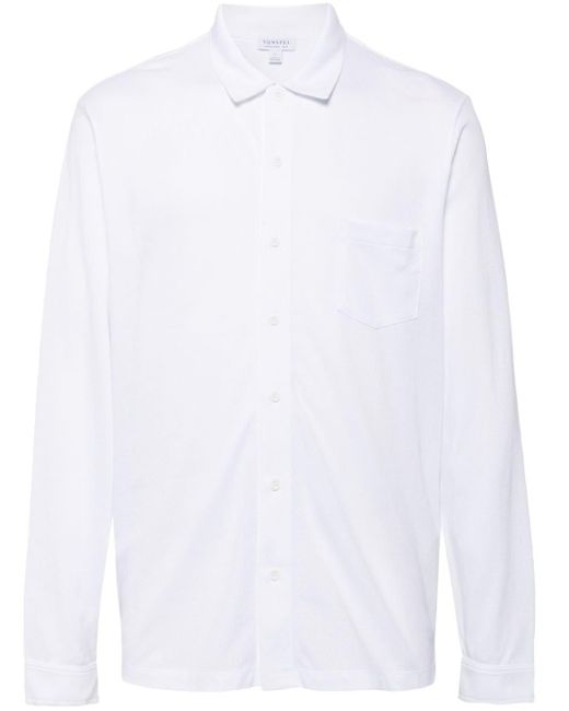 Sunspel White Riviera Cotton Shirt for men