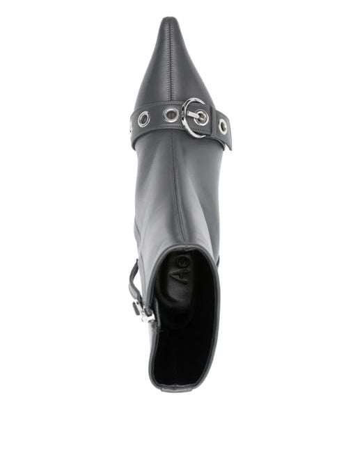 Aeyde Black 75Mm Buckle-Detail Pointed-Toe Boots
