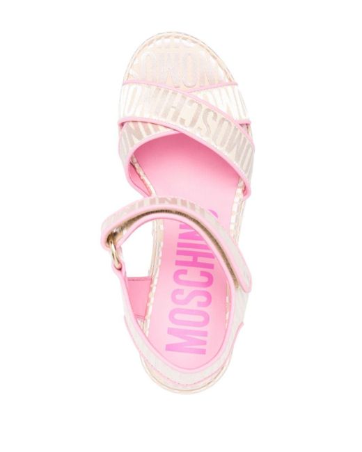 Moschino Pink Plateau-Sandalen mit Logo, 110mm
