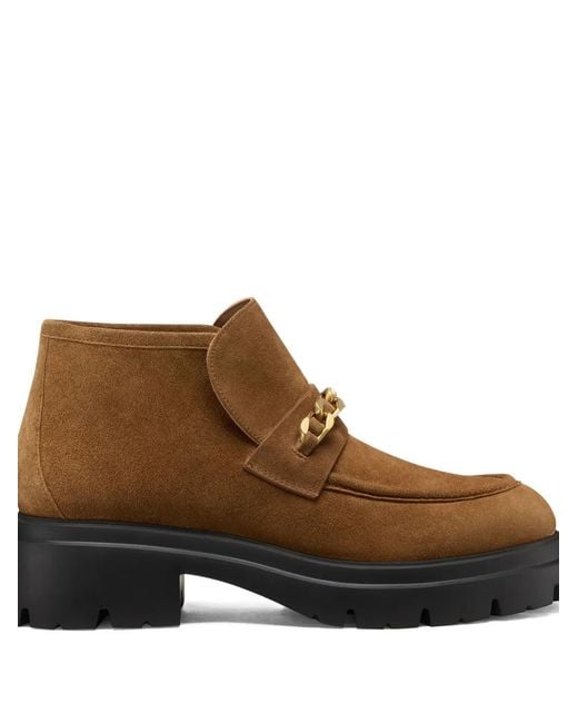 Stuart Weitzman Brown Soluxe Husdon Chain-Detail Boots