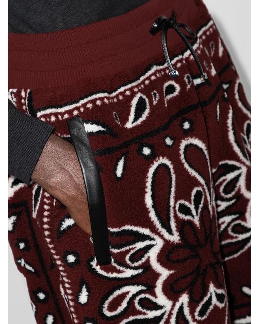 Amiri Purple Bandana Print Fleece Track Shorts for men