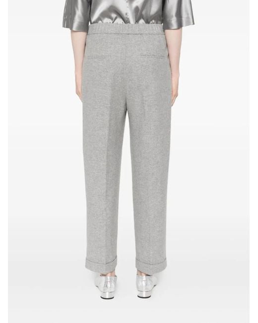 Peserico Gray Elastic-waist Wool Trousers