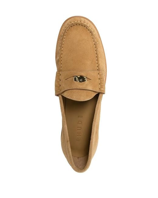 Rhude Natural Suede Penny-Detail Loafers for men